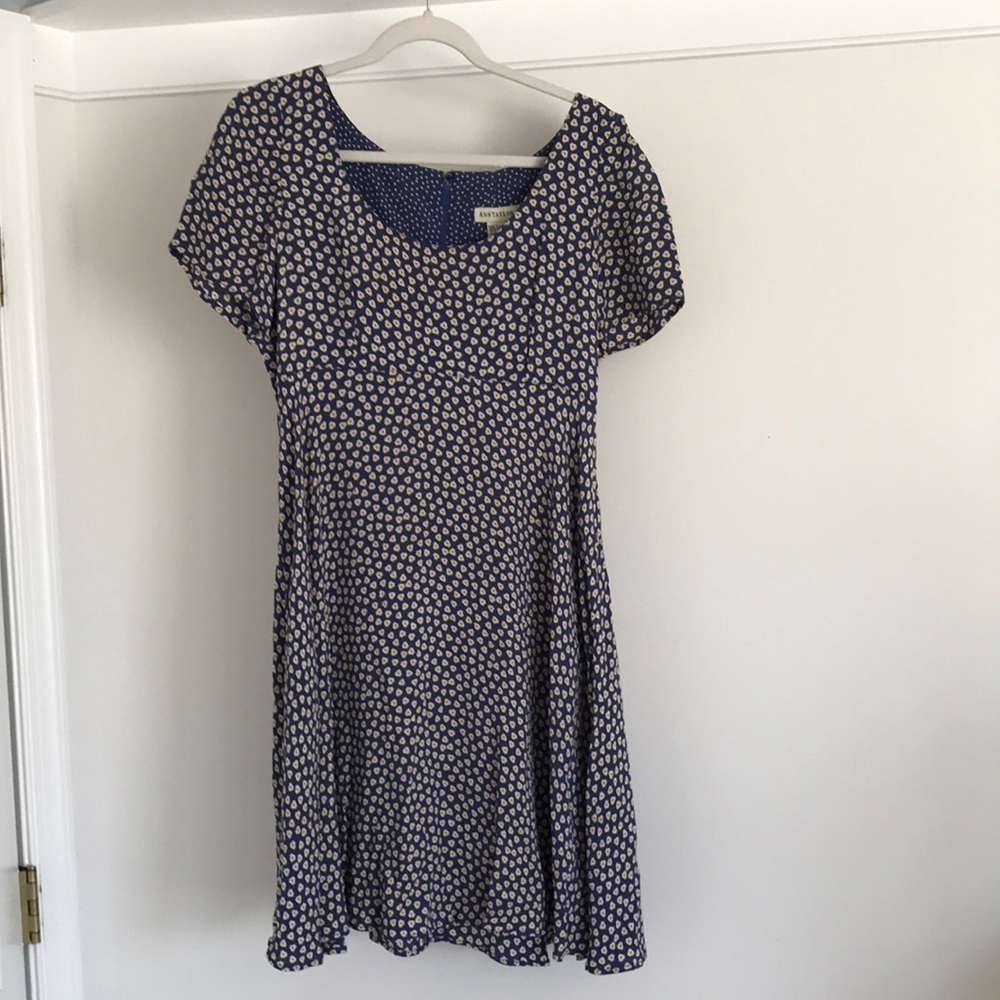 Ann Taylor Blue/Cream Dress